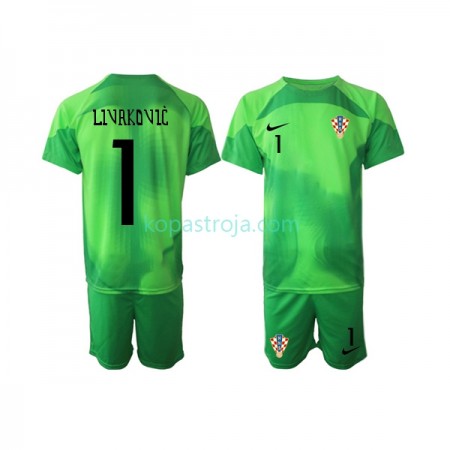 Billiga Fotbollströjor Kroatien Livakovic 1 Målvakt Barn Borta tröja WM 2022 Kortärmad